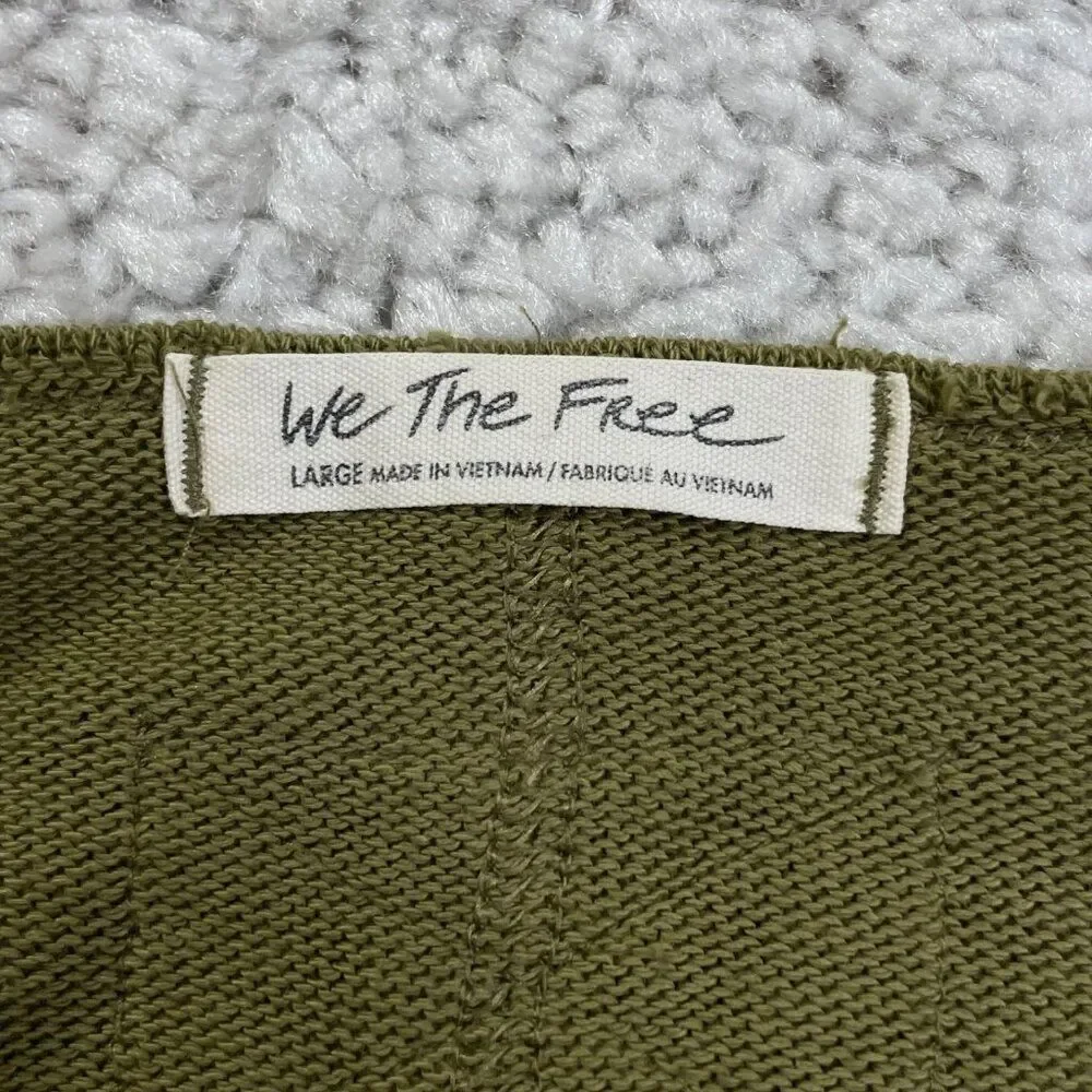 Free People We The Free Come & Get It V-Neck Sweater Green Large